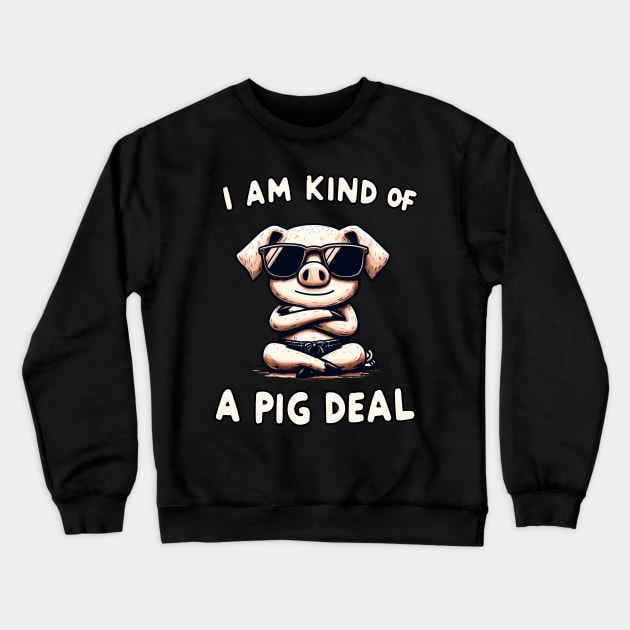 I am kind of a Pig Deal Sunglas Pig Crewneck Sweatshirt by DoodleDashDesigns